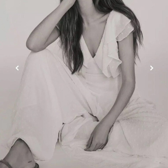 Free People White Plunge Jumpsuit with Flutter Cap Sleeves - Picture 4 of 14